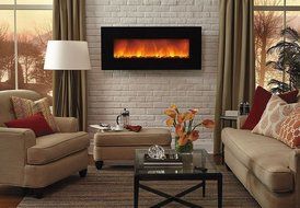 Clevr 750-1500W 48" Heat Adjustable Electric Wall Mount Fireplace Heater Stone N5