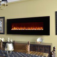 Clevr 750-1500W 48" Heat Adjustable Electric Wall Mount Fireplace Heater Stone N6