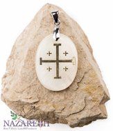 Jerusalem Cross Pearl Pendant Mother of Pearl Golden Cross Amulet From Holy Land N2