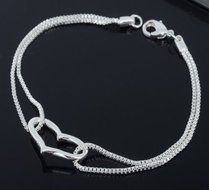 New Silver Plated Heart Love Bracelet Silver Chain Lady Women Jewelry Gift 1PC N2