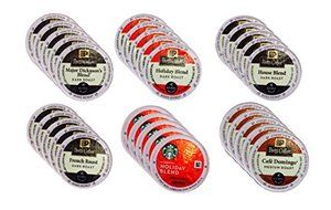 30 K-cup Peet's and Starbucks Holiday Coffee Sampler Variety Pack (Peet's Holiday Blend, Starbucks Holiday Blend...
