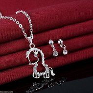 GIFT 1PC New Fashion Jewelry Rhinestone Horse Pendant Errings Necklace Suit
