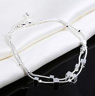 New Women Fashion 925 Sterling Silver Crystal Cuff Charm Chain Bracelet Jewelry N2