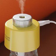 Mini Portable Water Bottle Cap Air Ultrasonic Humidifier with USB Cable for Office Home (yellow)