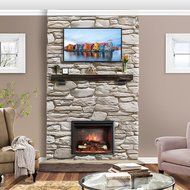 PuraFlame Western 33 inch Embedded Electric Firebox Heater With Remote Control, Black N5