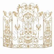 French Country White Iron Fireplace Screen N5