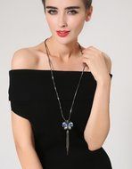 2016 New Style Women Fashion Butterfly Tassels Long Sweater Chain N2