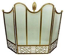 FIREPLACE SCREENS - "ASCOTT PLACE" FIREPLACE SCREEN - GOLD / WIRE MESH