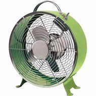 Comfort Zone 10 Inch Portable 4 Blade Quite Decorative Metal Drum Desk Fan, Green