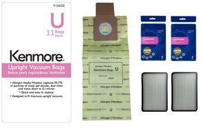 Kenmore Type U Premium Allergen Filtration Upright Vacuum Cleaner Bags 50690 and 2 Kenmore EF-1 (86889) Exhaust...