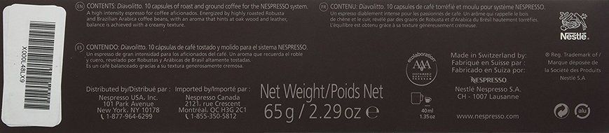 10 Capsules Nespresso VertuoLine Diavolitto Coffee