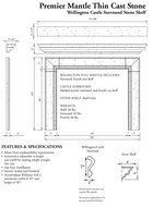 Wellington Thin Cast Stone Adustable Fireplace Mantel Kit - Complete Kit includes hearth N2