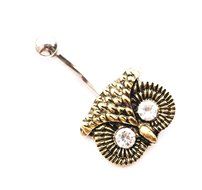 Dedegui 14g Gemstone Owl Dangling Belly Button Navel Ring Body Piercing Jewelry
