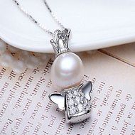 Women's Fashion Angel Baby Pearl Charm Pendant Silver Chain Necklace Jewelry New N5