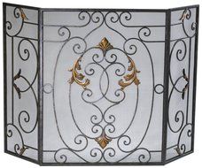 French Gold and Rust Folding Fireplace Screen