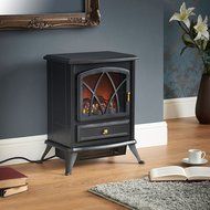 VonHaus 1500W Electric Stove Heater &ndash; Portable Home Fireplace with Log Burning Flame Effect (16.8W x 10.8L x 20H... N2