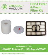 Complete Filter Kit fits Shark Rotator Pro Lift-Away NV500 HEPA Filter &amp; Foam Filter Kit, Compare to Part # XHF500...