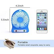 Portable Fan, KaiYeah 3 in 1 4 Vanes Mini USB Rechargeable Fan with Power Bank and Flashlight, Package with Wall...