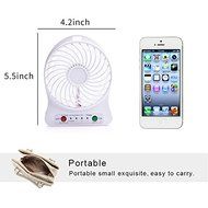 Portable Fan, KaiYeah 3 in 1 4 Vanes Mini USB Rechargeable Fan with Power Bank and Flashlight, Package with Wall... N5