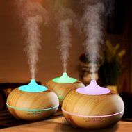 Scenic 300ml Aroma Essential Oil Diffuser, Wood Grain Ultrasonic Cool Mist Humidifier for Office Home Bedroom... N5