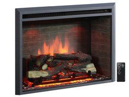 PuraFlame Western 33 inch Embedded Electric Firebox Heater With Remote Control, Black N7