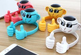 Portable Rechargeable Wireless Waterproof Bluetooth Speaker Lovely Rotation Like Brother Stands Holding Compatible... N4