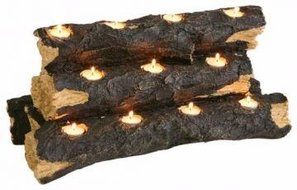 Tealight Fireplace Log, 10"H, BROWN N2