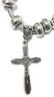 Jesus Cross Charm Bracelet Silver Plated Catholic Beads Amulet Jerusalem N2