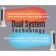 Dual System Tower UltraSlimline Heater Fan, Double Grill Design, LCD Readout, 1450 RPM, Super Conductive Heating...