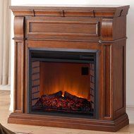 Duluth Forge Full Size Electric Fireplace - Remote Control, Chestnut Oak Finish
