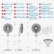 HAITRAL Rechargeable Floor Fan SF-2399R Turbo Force Air Circulator AC/DC Operated with Remote Control&amp;LED Light