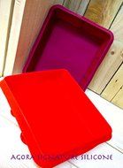 Premium Reusable Set of 2 (Red/Red Wine) Food Grade Silicone Non Stick Lasagne Bread Cake Mold Square Pan by AGORA... N2