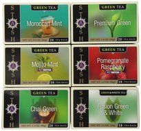 Stash Tea Green Tea Six Flavor Assortment, 18-20 Count Tea Bags in Foil (Pack of 6)