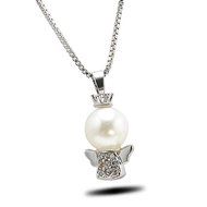 Women's Fashion Angel Baby Pearl Charm Pendant Silver Chain Necklace Jewelry New N6