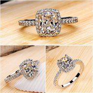 Fashion Women Zircon White Sapphire Silver Plated Wedding Ring Size 6-9 Jewelry (7)