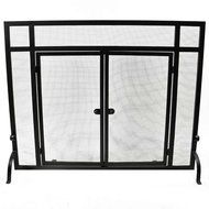 WoodEze Single Panel Flat Fireplace Screen With Doors 39W x 31H