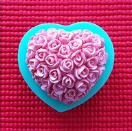 Design 50 Heart Rose Shape Silicone Sugar Mold, Cake Decoration Tool, Food Grade Material