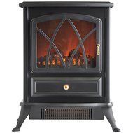 VonHaus 1500W Electric Stove Heater &ndash; Portable Home Fireplace with Log Burning Flame Effect (16.8W x 10.8L x 20H... N3