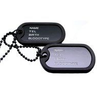 Men's Interesting Military Army Style Black 2 Dog Tags Chain Pendant Necklace