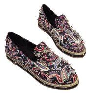 Spritech(TM) Women's Girls Fashion Retro Rivet Floral Flat - Bottomed Casual Shoes Red