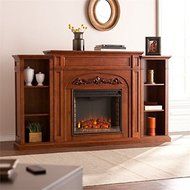 Pemberly Row Bookcase Electric Fireplace in Oak