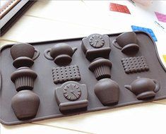 New 12 Holes Tea Cup Clock Teapot Diy Silicone Cake Mold Ice Chocolate Decorating Mould Kitchen Cooking Tools N5