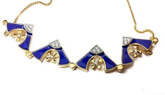 Gold Plated Opens Jerusalem Cross Pendant Necklace Blue Enamel Swarovski Stones N3