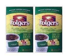 Folgers Instant Decaf Coffee Crystals - Single Serving Packets - 6/box - 2 Box Pack