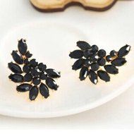 New Crystal Rhinestone Ear Stud Earrings Elegant Women Angle Wings Eardrop Studs