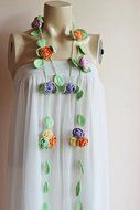 Rose Scarf-Pastel scarf-Rose Scarf-Necklace Lariat Scarf- Rose Crochet Scarf-Lavender ,Pink,Orange,Yellow with...