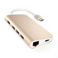 Satechi Aluminum Multi-Port Adapter 4K HDMI (30Hz), Type-C Pass Through, Gigabit Ethernet, SD/Micro Card Reader... N3
