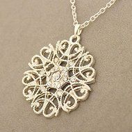 Womens Hollow Pattern Crystal Pendant Silver Necklace Long Sweater Chain Jewelry N3