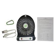 Xboard 3 Speeds Rechargeable Mini USB Fan Portable Desktop Fan with LED Light - Black