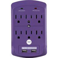 Surge Protector, Electronics Charging Station, 6 Outlet 2 USB Port Wall Adapter with Safety Indicator Lights -... N4